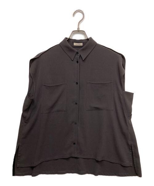 DES PRES（デ プレ）DES PRES (デ プレ) ジャージーライクジョーゼット パイピングブラウス グレー サイズ:Fの古着・服飾アイテム