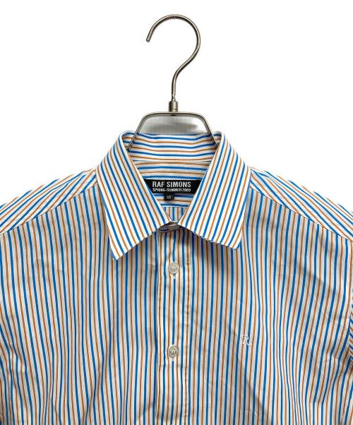 RAF SIMONS（ラフシモンズ）RAF SIMONS (ラフシモンズ) ストライプS/Sシャツ ブルー×オレンジ サイズ:46の古着・服飾アイテム