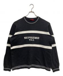 SUPREME（シュプリーム）の古着「center stripe crewneck」｜ブラック