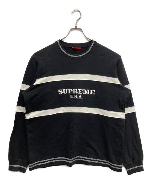 SUPREME（シュプリーム）Supreme (シュプリーム) center stripe crewneck ブラック サイズ:Mの古着・服飾アイテム