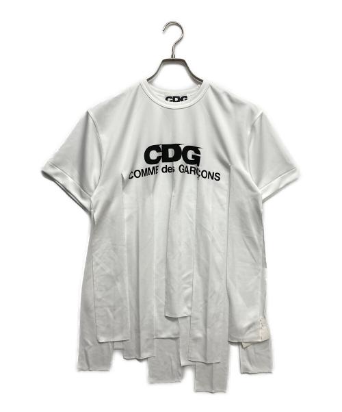 CDG（シーディージー）CDG (シーディージー) 短冊カットソー ホワイト サイズ:XLの古着・服飾アイテム