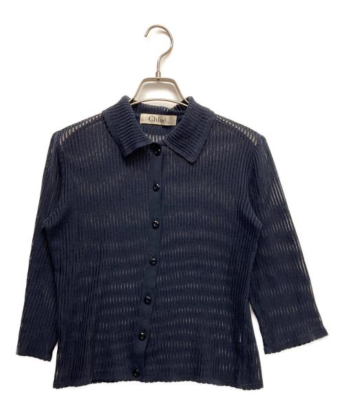 Chloe（クロエ）Chloe (クロエ) シアープリーツカーディガン ネイビー サイズ:40の古着・服飾アイテム