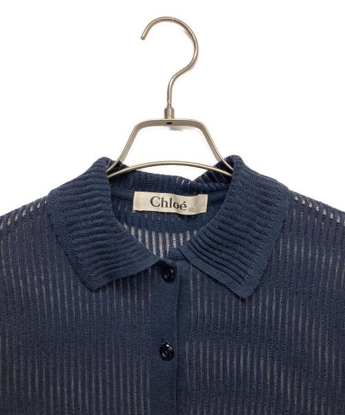 Chloe（クロエ）Chloe (クロエ) シアープリーツカーディガン ネイビー サイズ:40の古着・服飾アイテム