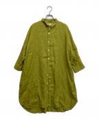 HUISハウス）の古着「シャトルリネンロングシャツ」｜グリーン