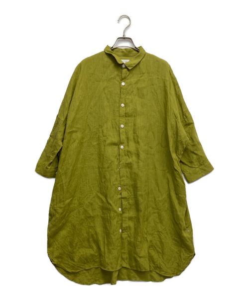 HUIS（ハウス）HUIS (ハウス) シャトルリネンロングシャツ グリーン サイズ:Fの古着・服飾アイテム