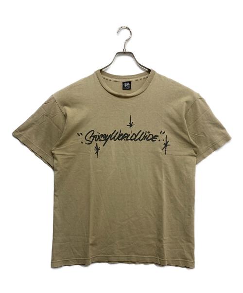 stussy（ステューシー）stussy (ステューシー) プリントTシャツ カーキ サイズ:Lの古着・服飾アイテム