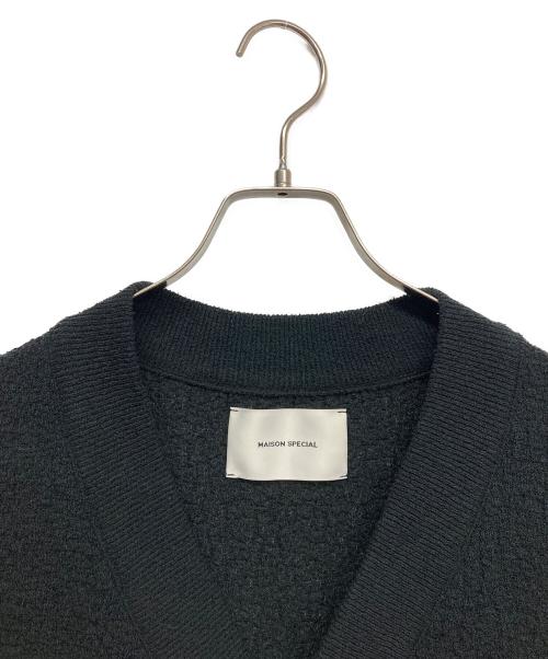 MAISON SPECIAL（メゾンスペシャル）MAISON SPECIAL (メゾンスペシャル) High Twist Amunzen Dress-Over V-Neck Knit Cardigan ブラック サイズ:2の古着・服飾アイテム