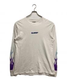 X-LARGE（エクストララージ）の古着「ファイヤースリーブカットソー」｜パープル×ホワイト