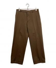 DRIES VAN NOTEN（ドリスヴァンノッテン）の古着「コットンウールワイドスラックス」｜ブラウン