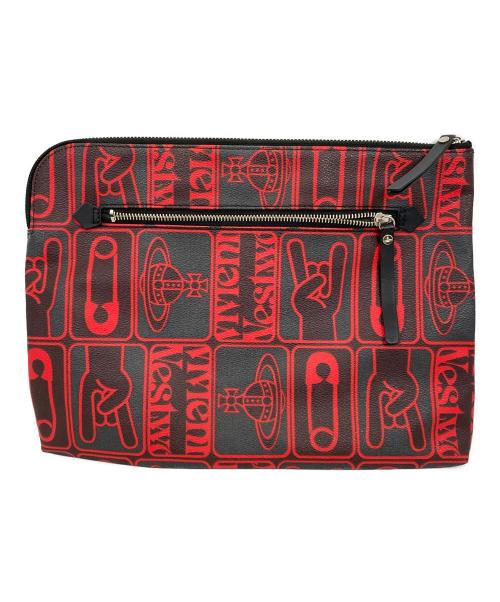 Vivienne Westwood（ヴィヴィアンウエストウッド）Vivienne Westwood (ヴィヴィアンウエストウッド) オーブクラッチハンドバッグ レッドの古着・服飾アイテム