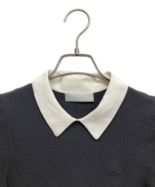 CELFORD（セルフォード）CELFORD (セルフォード) カリグラフィーロゴニットプルオーバー ホワイト×グレー サイズ:Fの古着・服飾アイテム