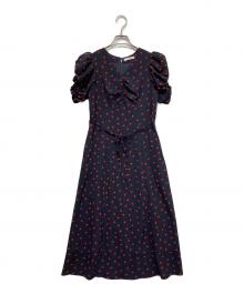 Snidel（スナイデル）の古着「Heart Collectionプリントワンピース」｜レッド×ネイビー