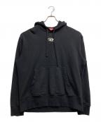 DIESELディーゼル）の古着「S-MACS-HOOD ロゴ スウェットプルオーバーパーカー」｜ブラック