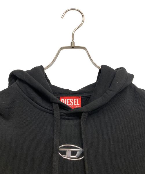 DIESEL（ディーゼル）DIESEL (ディーゼル) S-MACS-HOOD ロゴ スウェットプルオーバーパーカー ブラック サイズ:Mの古着・服飾アイテム