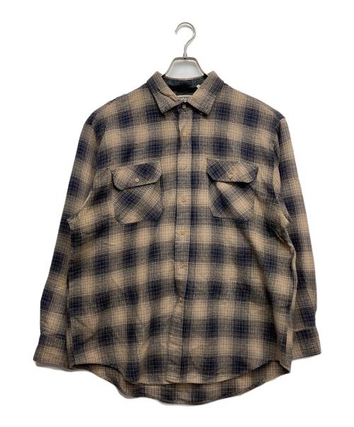 NORTHWEST BLUE（ノースウェストブルー）NORTHWEST BLUE (ノースウェストブルー) オンブレチェックネルシャツ ブラウン サイズ:XLの古着・服飾アイテム