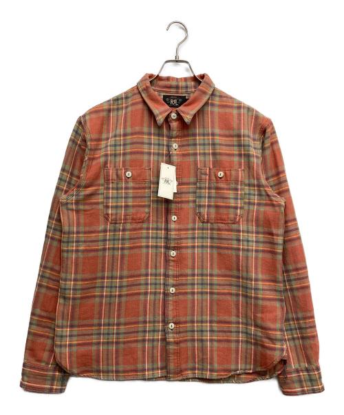 RRL（ダブルアールエル）RRL (ダブルアールエル) チェックツイルワークシャツ ブラウン サイズ:L 未使用品の古着・服飾アイテム