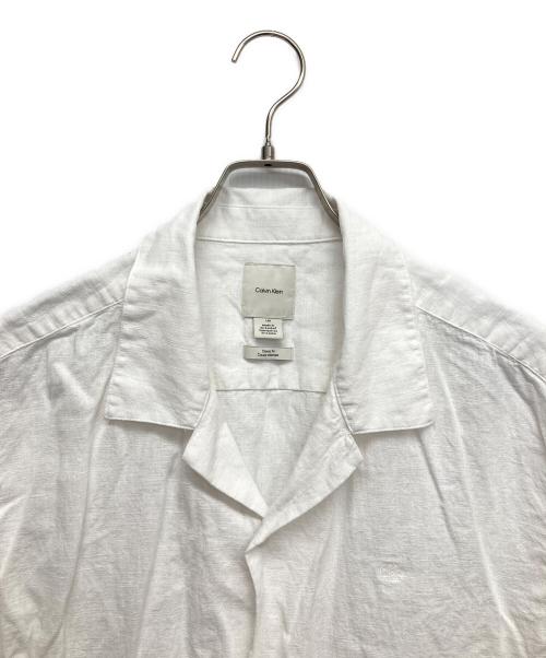 Calvin Klein（カルバンクライン）Calvin Klein (カルバンクライン) 半袖リネンシャツ ホワイト サイズ:Lの古着・服飾アイテム