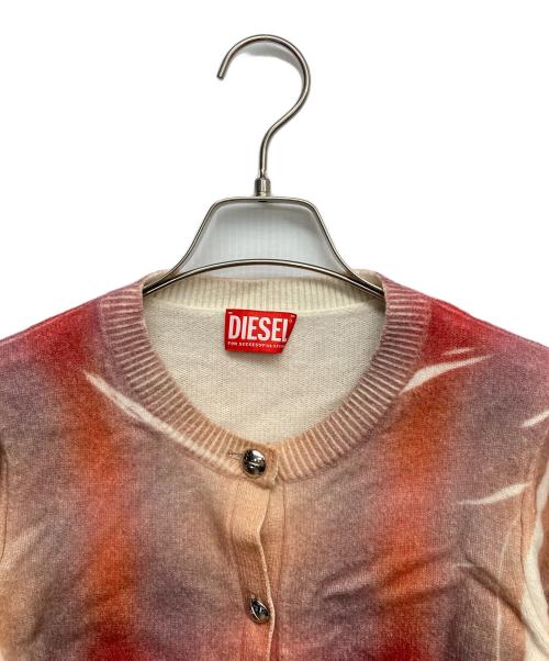 DIESEL（ディーゼル）DIESEL (ディーゼル) プリントカーディガン ベージュ×オレンジ サイズ:Sの古着・服飾アイテム