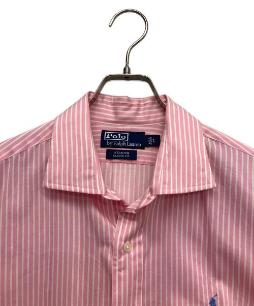 POLO RALPH LAUREN（ポロ・ラルフローレン）POLO RALPH LAUREN (ポロ・ラルフローレン) ロングスリーブシャツ ホワイト×ライトピンク サイズ:Lの古着・服飾アイテム