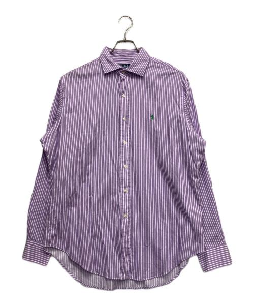 POLO RALPH LAUREN（ポロ・ラルフローレン）POLO RALPH LAUREN (ポロ・ラルフローレン) ロングスリーブシャツ ホワイト×パープル サイズ:Lの古着・服飾アイテム
