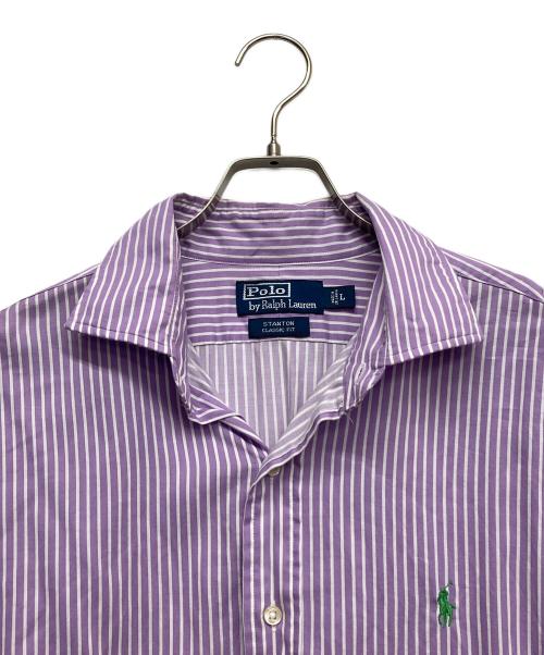 POLO RALPH LAUREN（ポロ・ラルフローレン）POLO RALPH LAUREN (ポロ・ラルフローレン) ロングスリーブシャツ ホワイト×パープル サイズ:Lの古着・服飾アイテム
