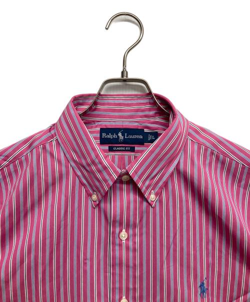 RALPH LAUREN（ラルフローレン）RALPH LAUREN (ラルフローレン) S/Sボタンダウンシャツ ホワイト×ショッキングピンク サイズ:Lの古着・服飾アイテム