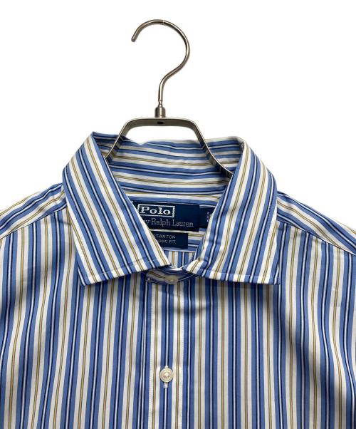 POLO RALPH LAUREN（ポロ・ラルフローレン）POLO RALPH LAUREN (ポロ・ラルフローレン) ロングスリーブシャツ ホワイト×ブルー サイズ:Lの古着・服飾アイテム