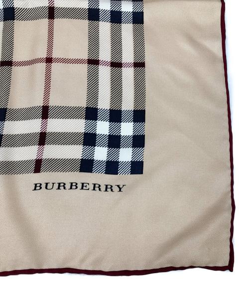 BURBERRY LONDON（バーバリーロンドン）BURBERRY LONDON (バーバリーロンドン) シルクスカーフ ブラック×ベージュの古着・服飾アイテム