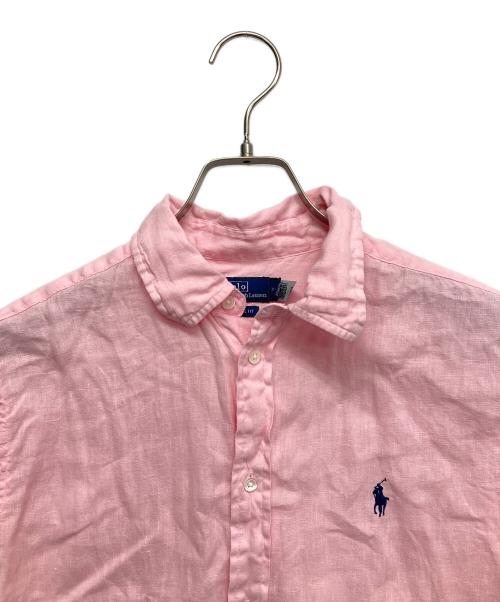 POLO RALPH LAUREN（ポロ・ラルフローレン）POLO RALPH LAUREN (ポロ・ラルフローレン) リネンL/Sシャツ ピンク サイズ:Mの古着・服飾アイテム