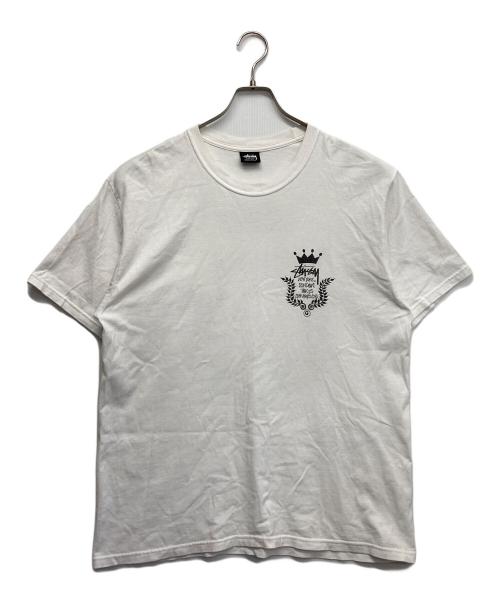 stussy（ステューシー）stussy (ステューシー) CROWN-WREATH ロロゴプリントTシャツ ホワイト サイズ:Lの古着・服飾アイテム