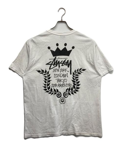 stussy（ステューシー）stussy (ステューシー) CROWN-WREATH ロロゴプリントTシャツ ホワイト サイズ:Lの古着・服飾アイテム