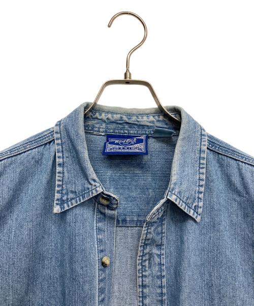 Hard Rock cafe（ハードロックカフェ）Hard Rock cafe (ハードロックカフェ) ロゴ刺繍デニムシャツ ブルー サイズ:Lの古着・服飾アイテム