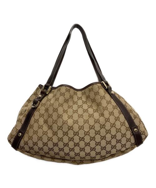 GUCCI（グッチ）GUCCI (グッチ) GGキャンバストートバッグ ブラウンの古着・服飾アイテム