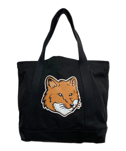 maison kitsune（アシッドメゾンキツネ）MAISON KITSUNE (アシッドメゾンキツネ) フォックスヘッド トートバッグ ブラックの古着・服飾アイテム