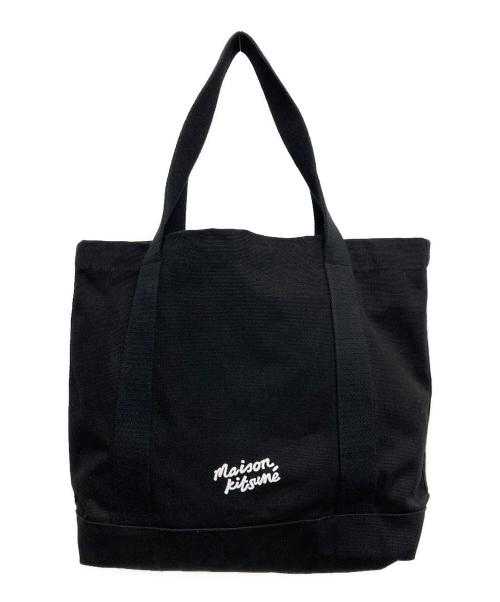 maison kitsune（アシッドメゾンキツネ）MAISON KITSUNE (アシッドメゾンキツネ) フォックスヘッド トートバッグ ブラックの古着・服飾アイテム