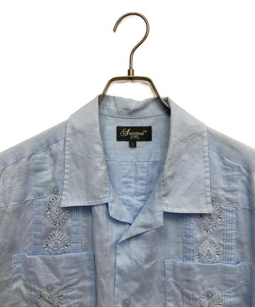SUCCESSO（スッチェッソ）SUCCESSO (スッチェッソ) リネンキューバシャツ ブルー サイズ:Lの古着・服飾アイテム