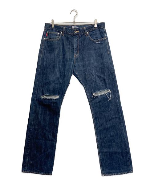 stussy（ステューシー）stussy (ステューシー) ダメージワイドデニムパンツ インディゴ サイズ:34の古着・服飾アイテム