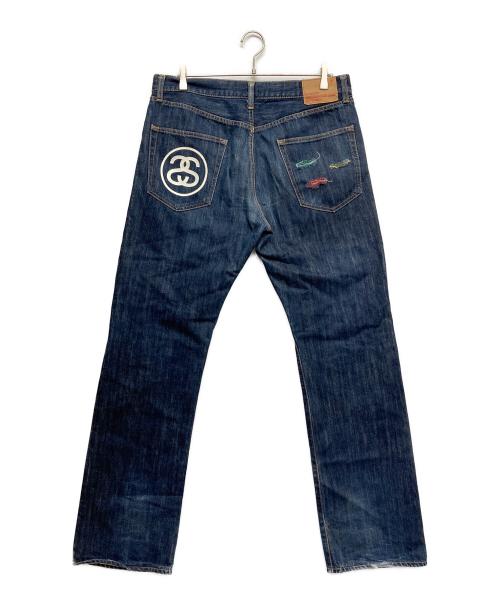 stussy（ステューシー）stussy (ステューシー) ダメージワイドデニムパンツ インディゴ サイズ:34の古着・服飾アイテム