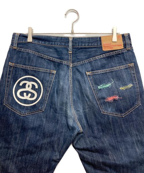 stussy（ステューシー）stussy (ステューシー) ダメージワイドデニムパンツ インディゴ サイズ:34の古着・服飾アイテム