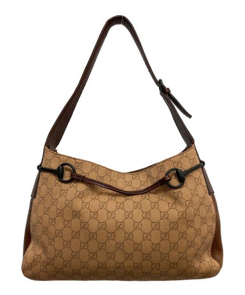 GUCCI（グッチ）GUCCI (グッチ) ホースビット GGキャンバスワンショルダーバッグ ブラウンの古着・服飾アイテム