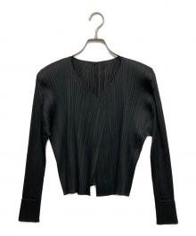 PLEATS PLEASE ISSEY MIYAKE（プリーツプリーズ イッセイミヤケ）の古着「BASICKS CARDIGAN」｜ブラック