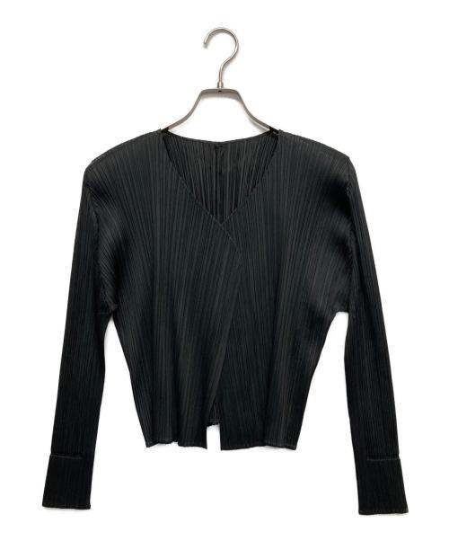 PLEATS PLEASE ISSEY MIYAKE（プリーツプリーズ イッセイミヤケ）PLEATS PLEASE ISSEY MIYAKE (プリーツプリーズ イッセイミヤケ) BASICKS CARDIGAN ブラック サイズ:3の古着・服飾アイテム