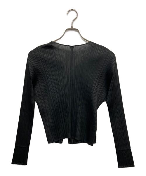 PLEATS PLEASE ISSEY MIYAKE（プリーツプリーズ イッセイミヤケ）PLEATS PLEASE ISSEY MIYAKE (プリーツプリーズ イッセイミヤケ) BASICKS CARDIGAN ブラック サイズ:3の古着・服飾アイテム