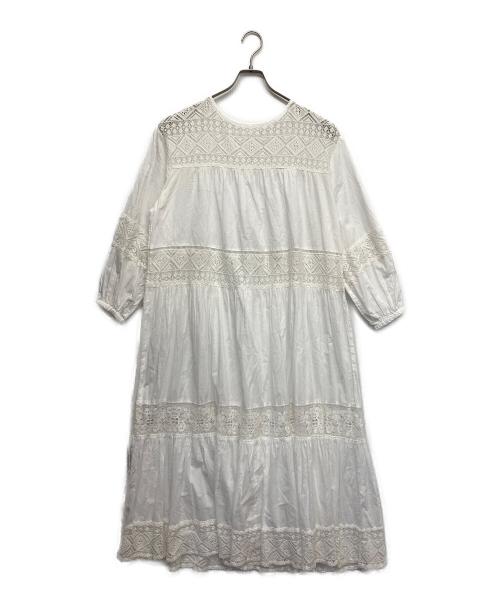 Spick and Span（スピック＆スパン）Spick and Span (スピック＆スパン) HYUレースギャザーワンピース ホワイト サイズ:無しの古着・服飾アイテム