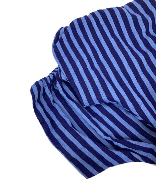 ne quittez pas（ヌキテパ）ne quittez pas (ヌキテパ) Cotton Voile Stripe Waist Gather Dress ブルー サイズ:Mの古着・服飾アイテム