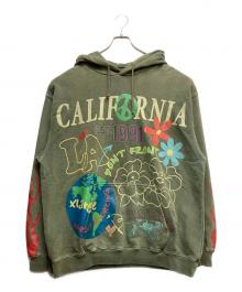X-LARGE（エクストララージ）の古着「PIGMENT DYED PEACE HOODED SWEATSHIRT」｜グリーン