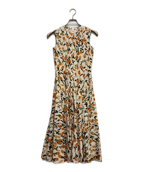 MARNI（マルニ）MARNI (マルニ) フラワープリントノースリーブワンピース グリーン×オレンジ サイズ:36の古着・服飾アイテム