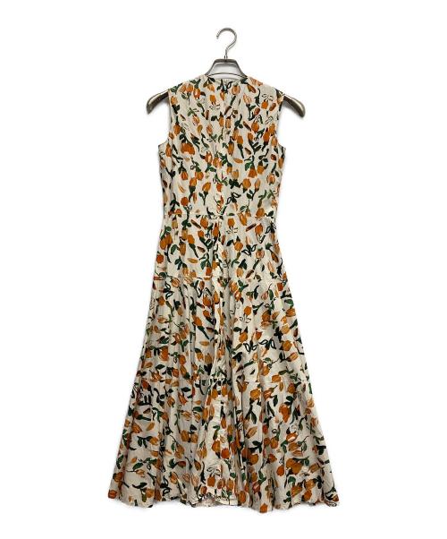 MARNI（マルニ）MARNI (マルニ) フラワープリントノースリーブワンピース グリーン×オレンジ サイズ:36の古着・服飾アイテム