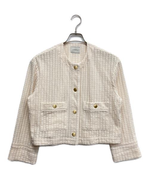 green label relaxing（グリーンレーベルリラクシング）green label relaxing (グリーンレーベルリラクシング) カラミ レース ノーカラー ジャケット ホワイト サイズ:無しの古着・服飾アイテム