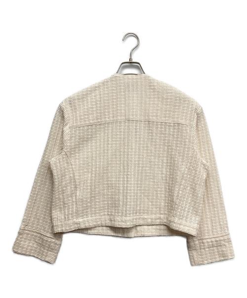 green label relaxing（グリーンレーベルリラクシング）green label relaxing (グリーンレーベルリラクシング) カラミ レース ノーカラー ジャケット ホワイト サイズ:無しの古着・服飾アイテム